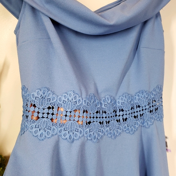 NWT B. DARLIN Juniors Blue Swing Flare Mini Dress - Picture 7 of 11